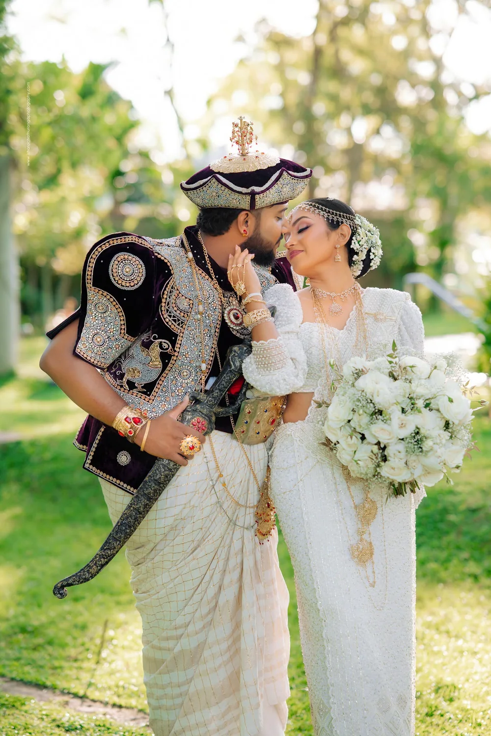 Traditional Sri Lankan wedding portrait